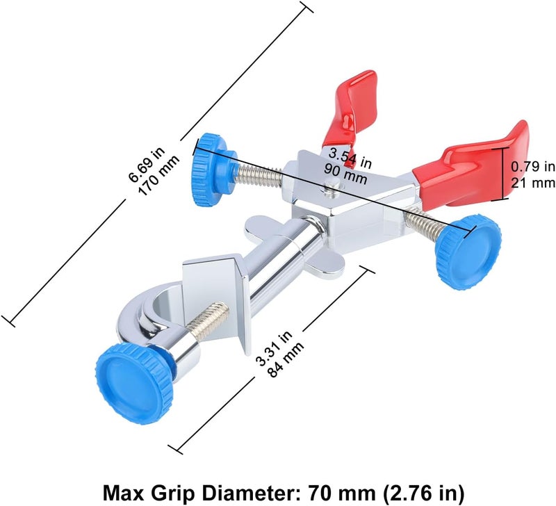 stonylab Mini 2-Prong Swivel Clamp with Boss Head, Compact Dual Adjust Multipurpose 360 Degree Rubber Coated Swivel Clamp for Lab Accessories, 70 mm - Image 2
